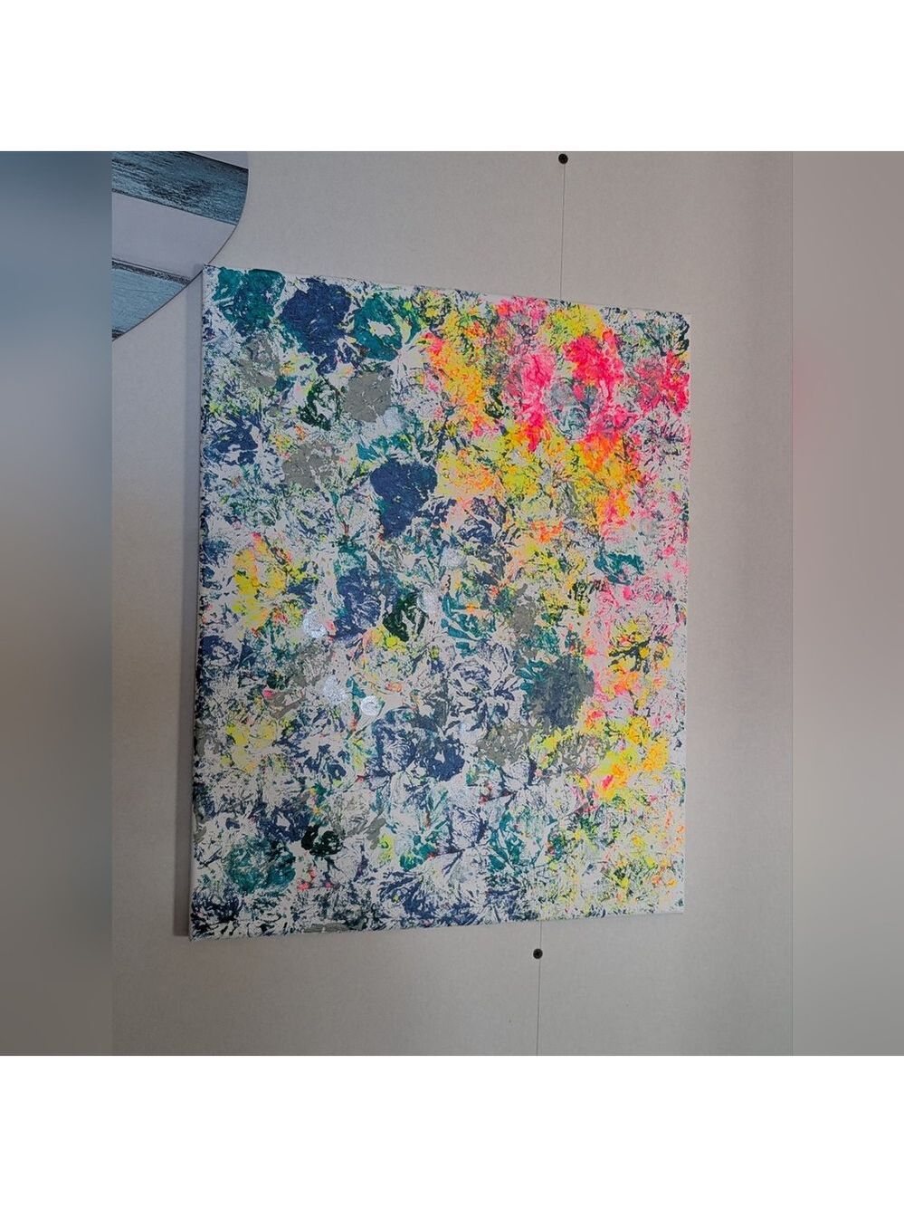 Abstract Floral Texture Canvas - Neon Pink & Yellow Accents